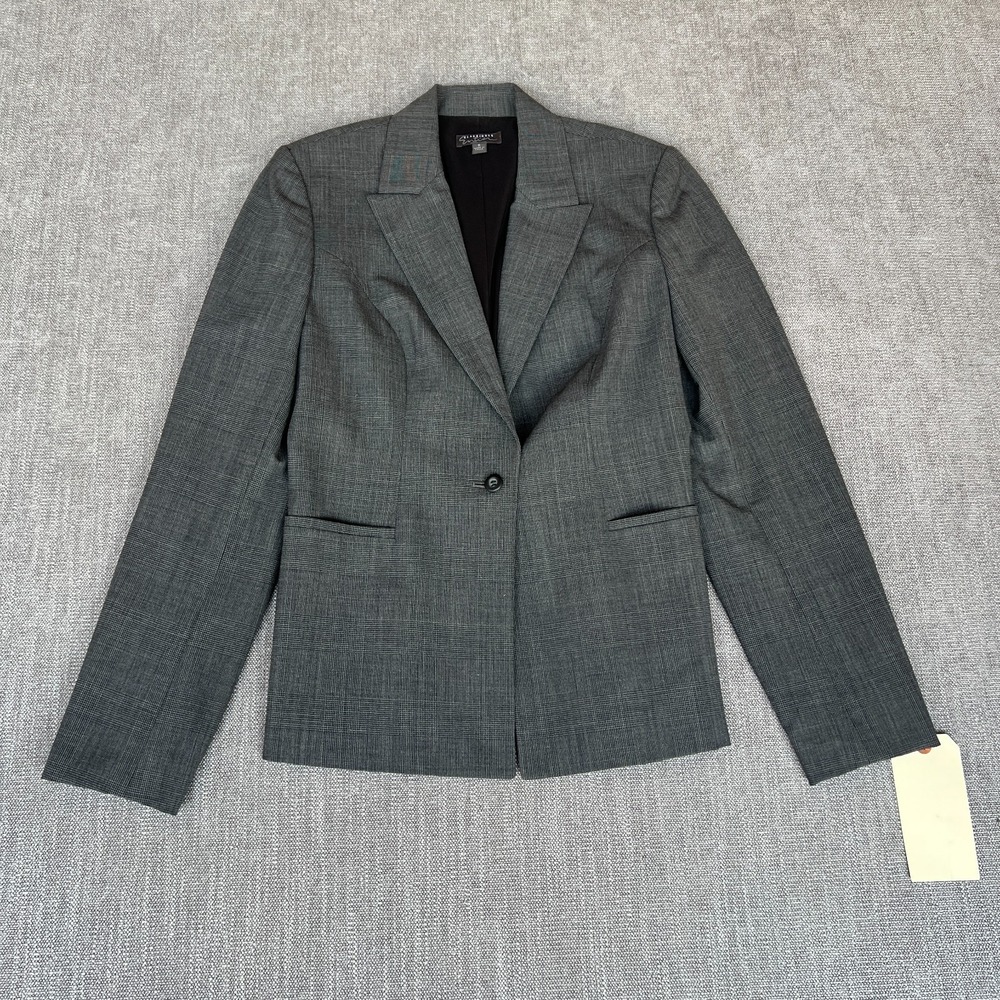 Classiques Entier Blazer Jacket Womens 8 Gray Glen Plaid Office Career Oxford